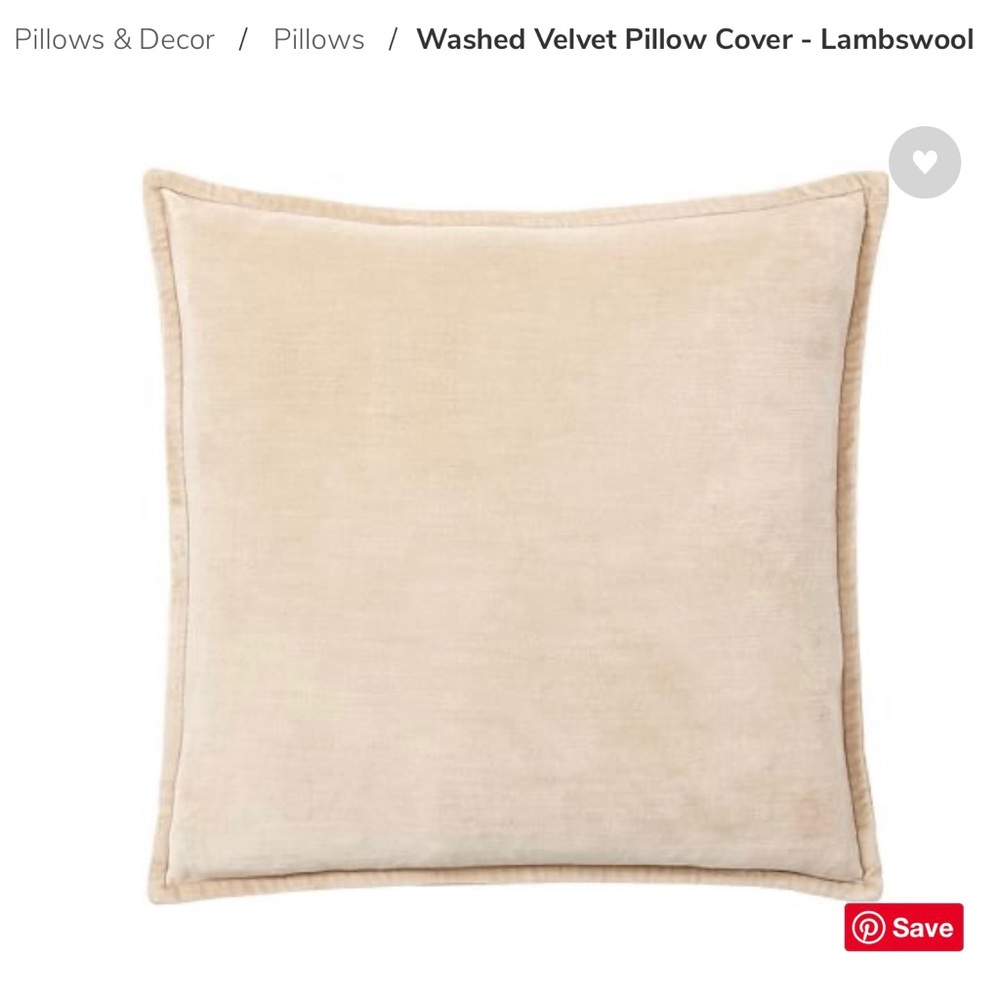 POTTERY BARN WASHED VELVET PILLOW COVER